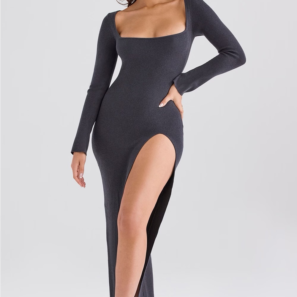 Elegant Gray Long Sleeve Dress House of CB